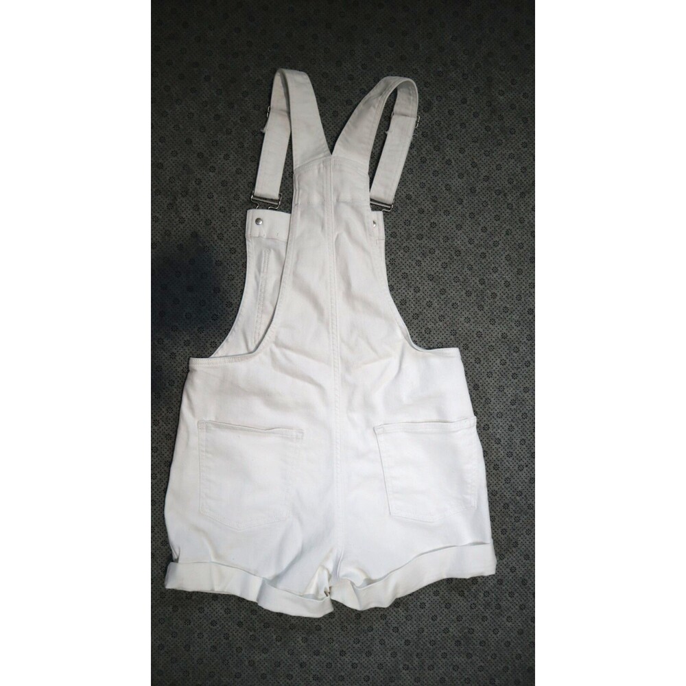 GAP Denim Womens Optic White Cuffed Hem Shortall Overalls Size XS Extra Small - Picture 15 of 16